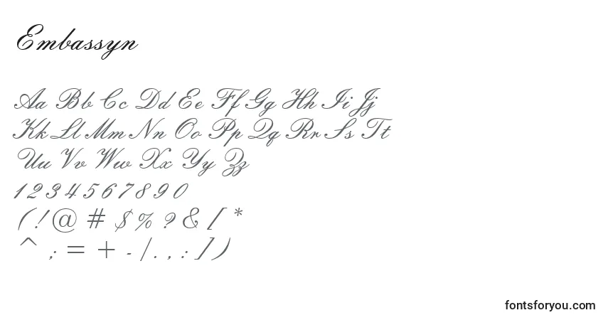 Fuente Embassyn - alfabeto, números, caracteres especiales