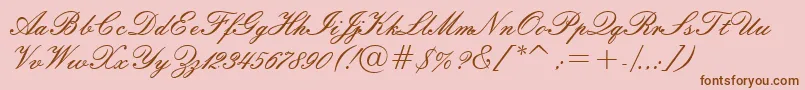 Embassyn-Schriftart – Braune Schriften auf rosa Hintergrund