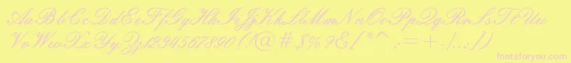 Embassyn-Schriftart – Rosa Schriften auf gelbem Hintergrund