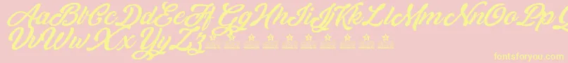 SkywalkerPersonalUse-Schriftart – Gelbe Schriften auf rosa Hintergrund