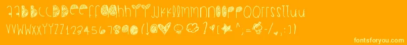 Comeovertonite-Schriftart – Gelbe Schriften auf orangefarbenem Hintergrund