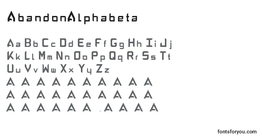 Czcionka AbandonAlphabeta – alfabet, cyfry, specjalne znaki