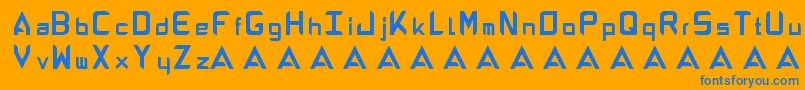 AbandonAlphabeta-Schriftart – Blaue Schriften auf orangefarbenem Hintergrund