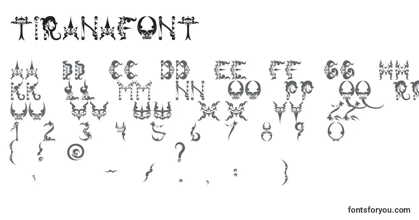 Schriftart Tiranafont – Alphabet, Zahlen, spezielle Symbole