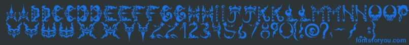 Tiranafont-Schriftart – Blaue Schriften auf schwarzem Hintergrund