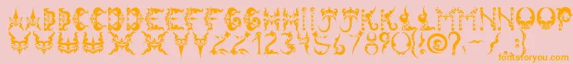 Tiranafont-Schriftart – Orangefarbene Schriften auf rosa Hintergrund