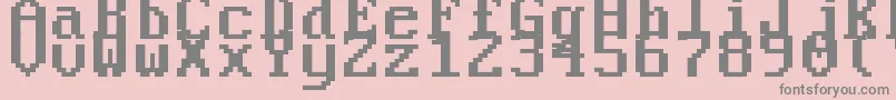 Fonte PerfectDosVga437Win – fontes cinzas em um fundo rosa