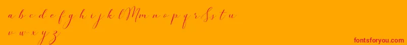 SimpleMonologueDemo-Schriftart – Rote Schriften auf orangefarbenem Hintergrund