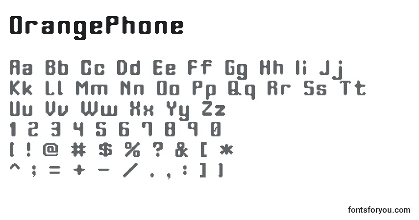 Schriftart OrangePhone – Alphabet, Zahlen, spezielle Symbole