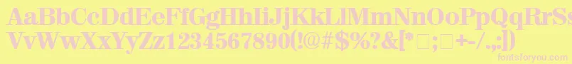 LuciaDisplaySsi-fontti – vaaleanpunaiset fontit keltaisella taustalla