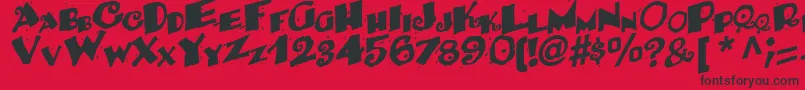 BackRegularTtstd-Schriftart – Schwarze Schriften auf rotem Hintergrund