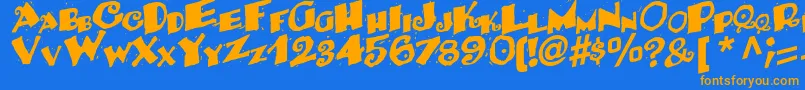 Fonte BackRegularTtstd – fontes laranjas em um fundo azul