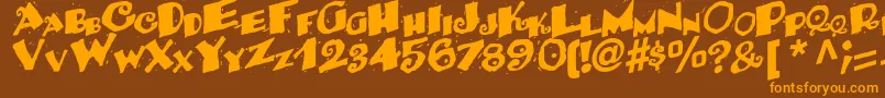 BackRegularTtstd-Schriftart – Orangefarbene Schriften auf braunem Hintergrund