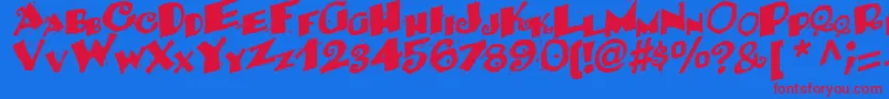 BackRegularTtstd Font – Red Fonts on Blue Background