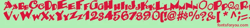 BackRegularTtstd Font – Red Fonts on Green Background