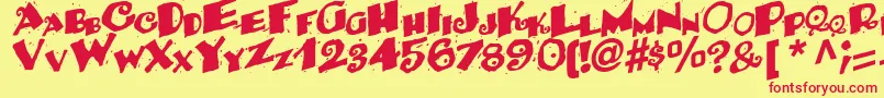 フォントBackRegularTtstd – 赤い文字の黄色い背景