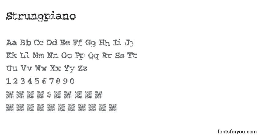 Schriftart Strungpiano – Alphabet, Zahlen, spezielle Symbole