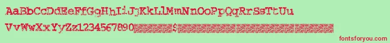 Strungpiano Font – Red Fonts on Green Background