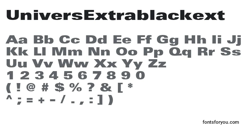 Schriftart UniversExtrablackext – Alphabet, Zahlen, spezielle Symbole