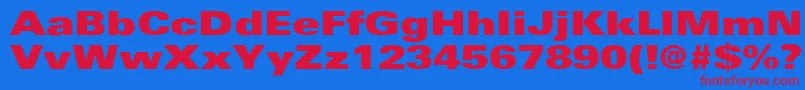 UniversExtrablackext Font – Red Fonts on Blue Background