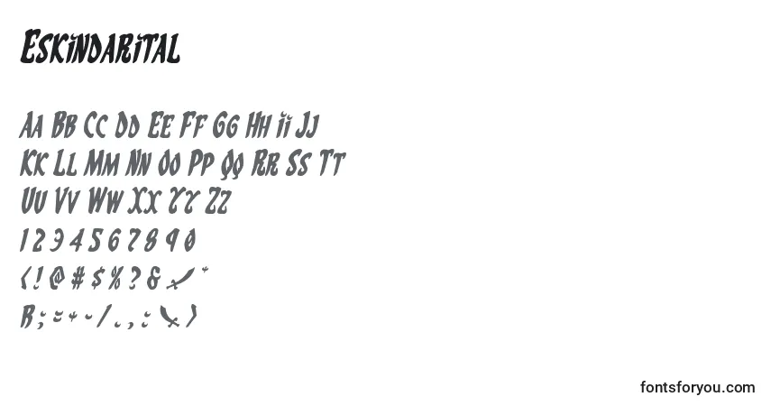 Шрифт Eskindarital – алфавит, цифры, специальные символы