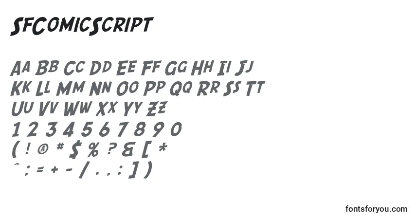 Schriftart SfComicScript – Alphabet, Zahlen, spezielle Symbole