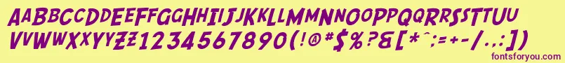 SfComicScript Font – Purple Fonts on Yellow Background