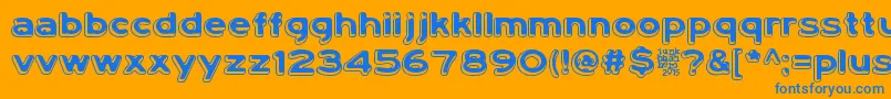 LumiNauroit-Schriftart – Blaue Schriften auf orangefarbenem Hintergrund