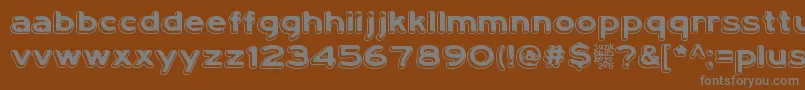 LumiNauroit-fontti – harmaat kirjasimet ruskealla taustalla