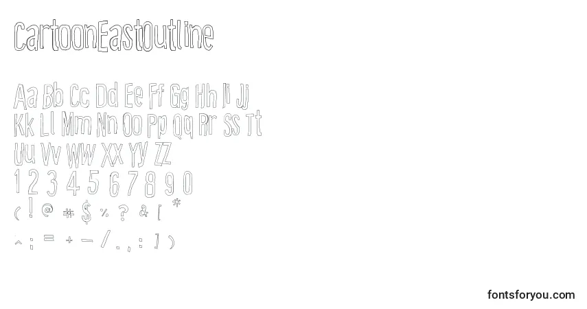Czcionka CartoonEastOutline – alfabet, cyfry, specjalne znaki