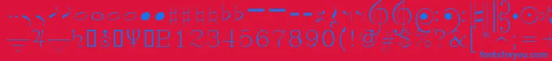 フォントSymusic – 赤い背景に青い文字