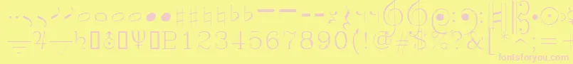 フォントSymusic – ピンクのフォント、黄色の背景