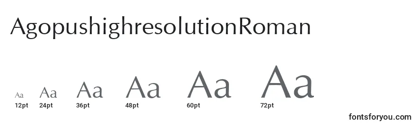 Размеры шрифта AgopushighresolutionRoman