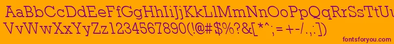 RockneyleftylightRegular Font – Purple Fonts on Orange Background