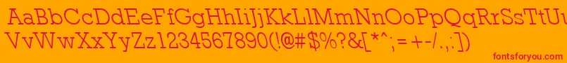 RockneyleftylightRegular-fontti – punaiset fontit oranssilla taustalla