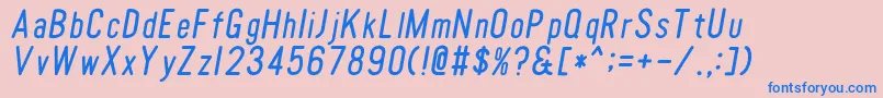 Police TomatoroundcondensedOblique – polices bleues sur fond rose