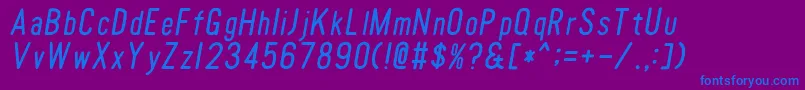 Czcionka TomatoroundcondensedOblique – niebieskie czcionki na fioletowym tle