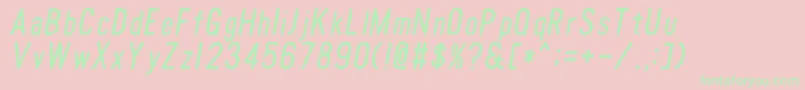 TomatoroundcondensedOblique-Schriftart – Grüne Schriften auf rosa Hintergrund