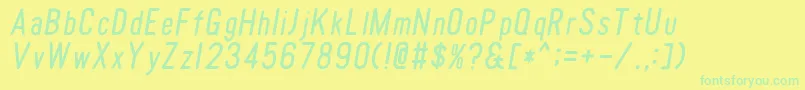 TomatoroundcondensedOblique-Schriftart – Grüne Schriften auf gelbem Hintergrund