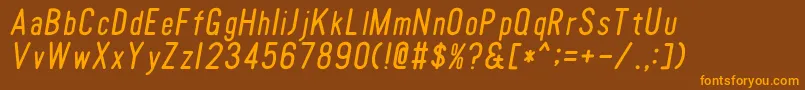TomatoroundcondensedOblique-Schriftart – Orangefarbene Schriften auf braunem Hintergrund