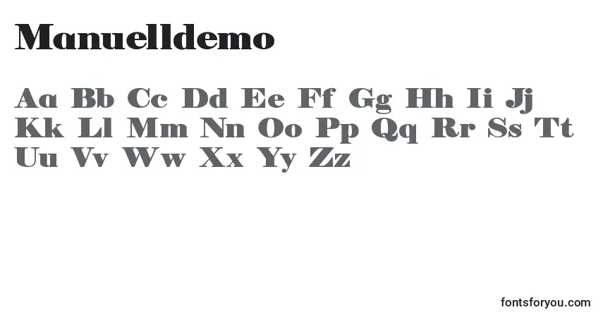 Schriftart Manuelldemo – Alphabet, Zahlen, spezielle Symbole