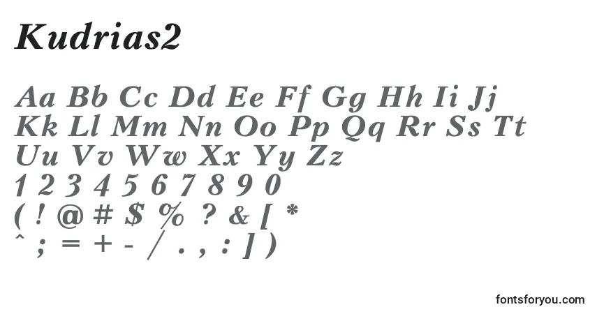 Kudrias2-fontti – aakkoset, numerot, erikoismerkit