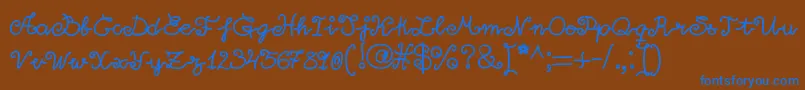 フォントLittlelara – 茶色の背景に青い文字