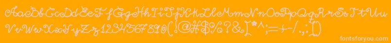 Littlelara-Schriftart – Rosa Schriften auf orangefarbenem Hintergrund