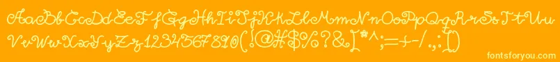 Littlelara-Schriftart – Gelbe Schriften auf orangefarbenem Hintergrund