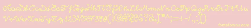 Littlelara-Schriftart – Gelbe Schriften auf rosa Hintergrund