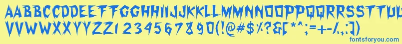 Xerkerfw Font – Blue Fonts on Yellow Background