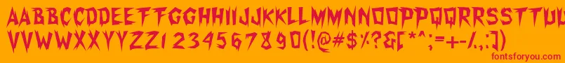 Fonte Xerkerfw – fontes vermelhas em um fundo laranja