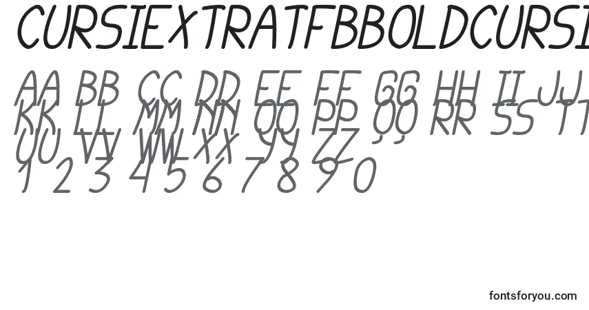 Czcionka CursiExtraTfbBoldCursive – alfabet, cyfry, specjalne znaki