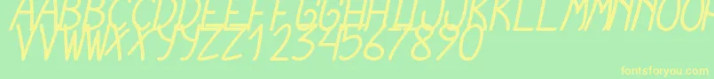 フォントCursiExtraTfbBoldCursive – 黄色の文字が緑の背景にあります